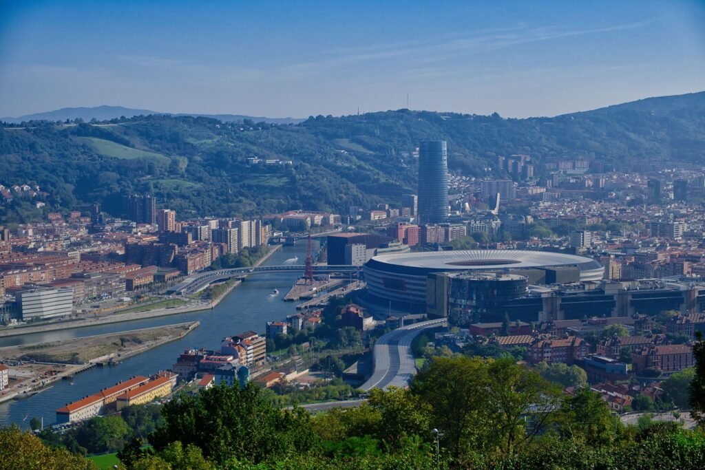 The rooftops of central Bilbao seen from above