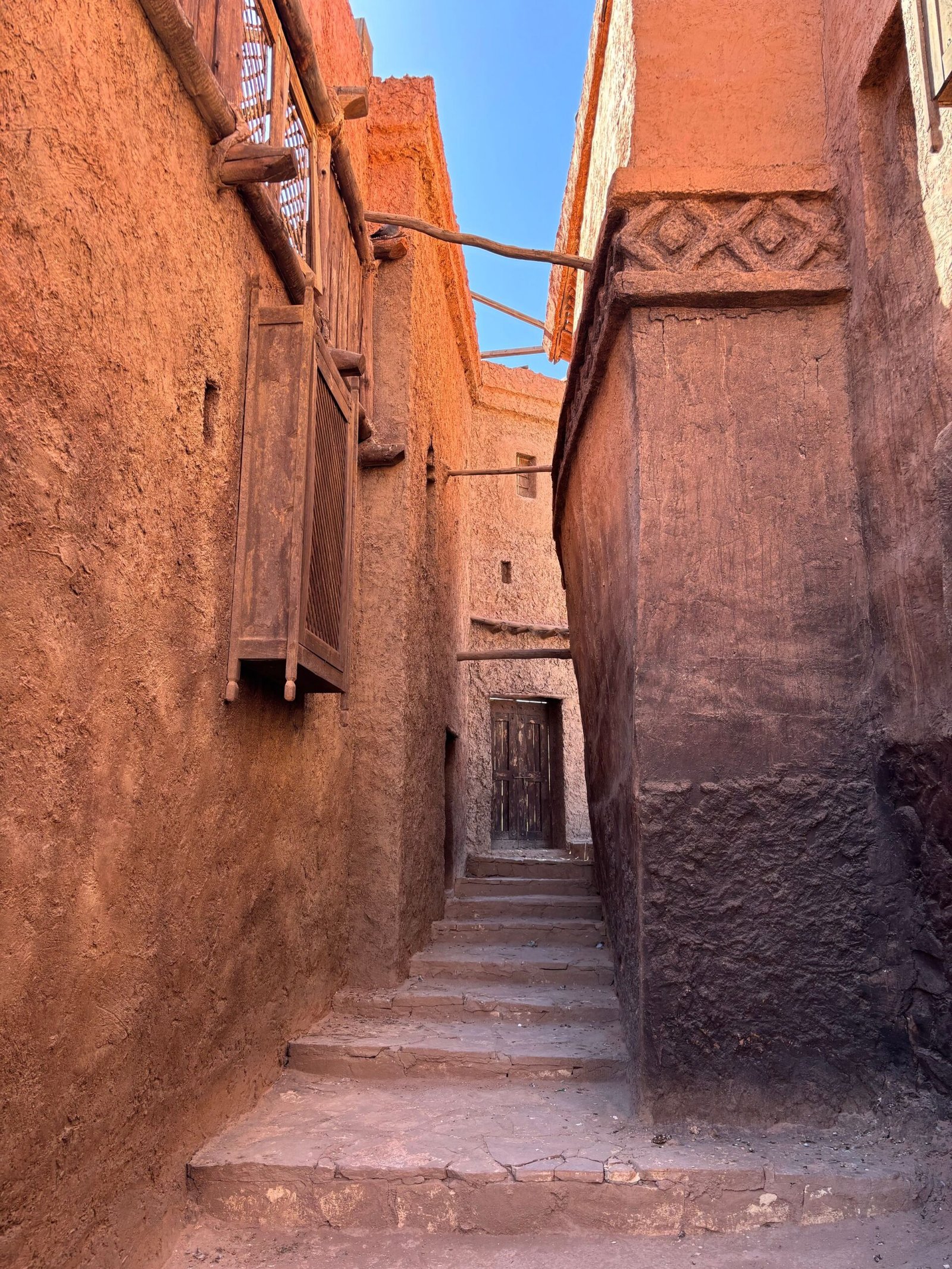 An old Moroccan lane between earthen walls