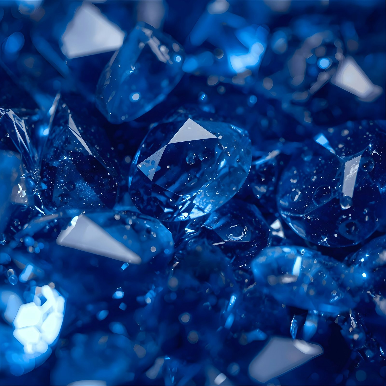 A blue sapphire gemstone held under a jeweller’s loupe