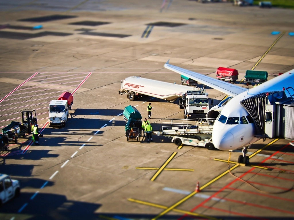 A cargo aircraft on an airport runway