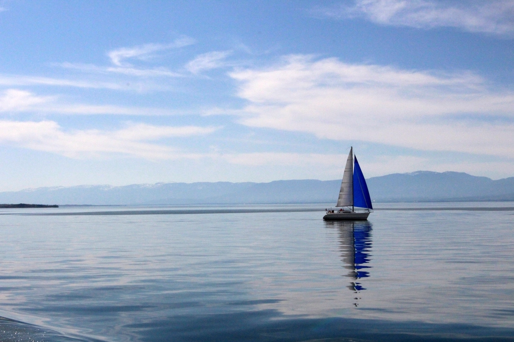 Sailing boats on Lake Geneva on a sunny afternoon