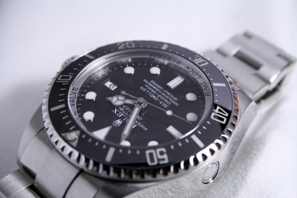 A Rolex Sea-Dweller Deepsea with a black dial on a steel bracelet