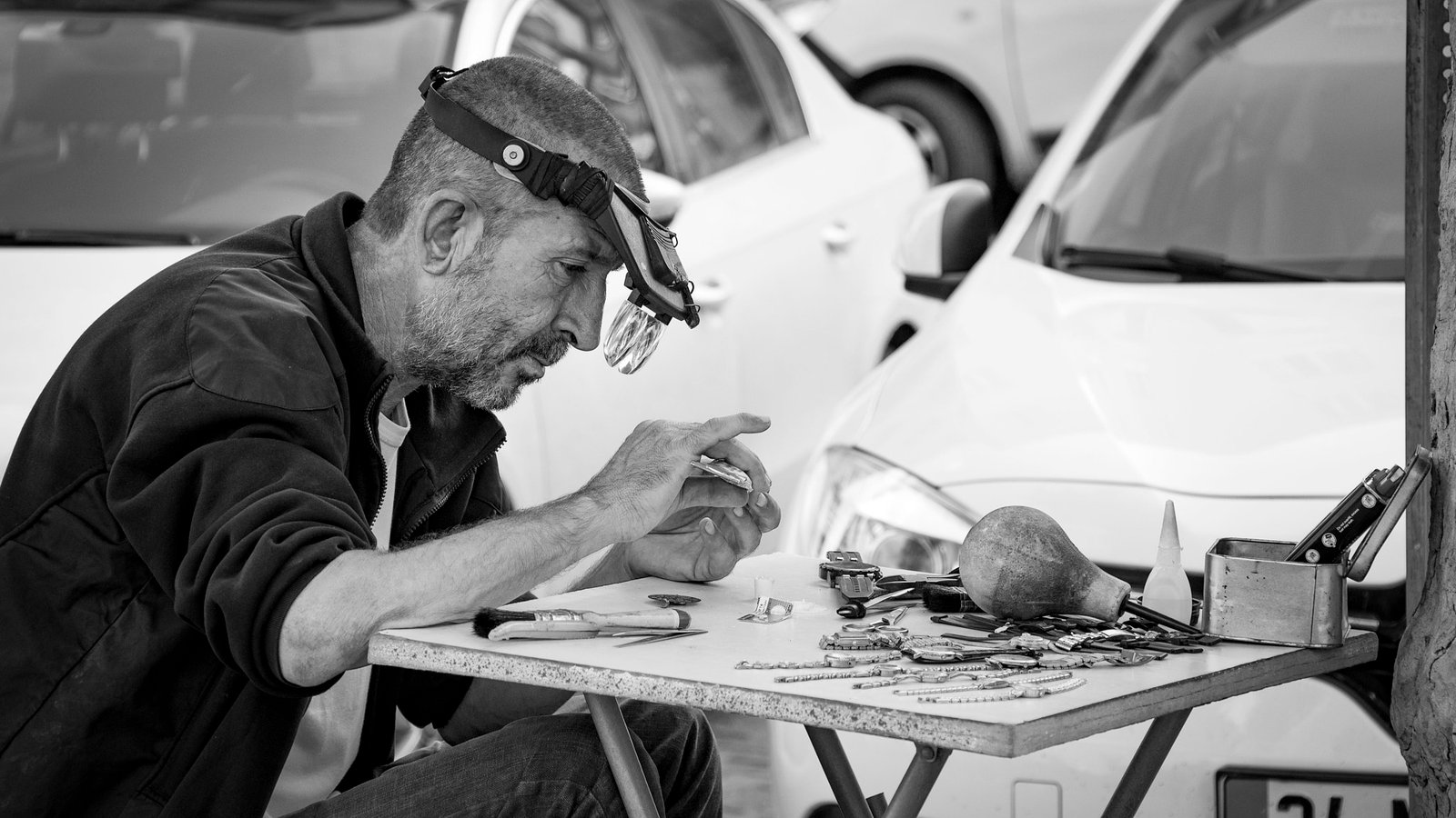A watchmaker at the bench